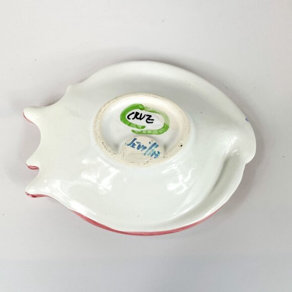 Cruz Spain Toledo Hand-Painted Ceramic Pink Floral Shell-Shaped Dish - Picture 7 of 8